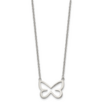 CZ Butterfly Necklace in Stainless Steel, 18in