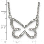 CZ Butterfly Necklace in Stainless Steel, 18in