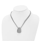 Druzy Agate Pendant Necklace in Stainless Steel