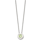 May Birthstone Circle Pendant Necklace in Stainless Steel