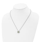 May Birthstone Circle Pendant Necklace in Stainless Steel