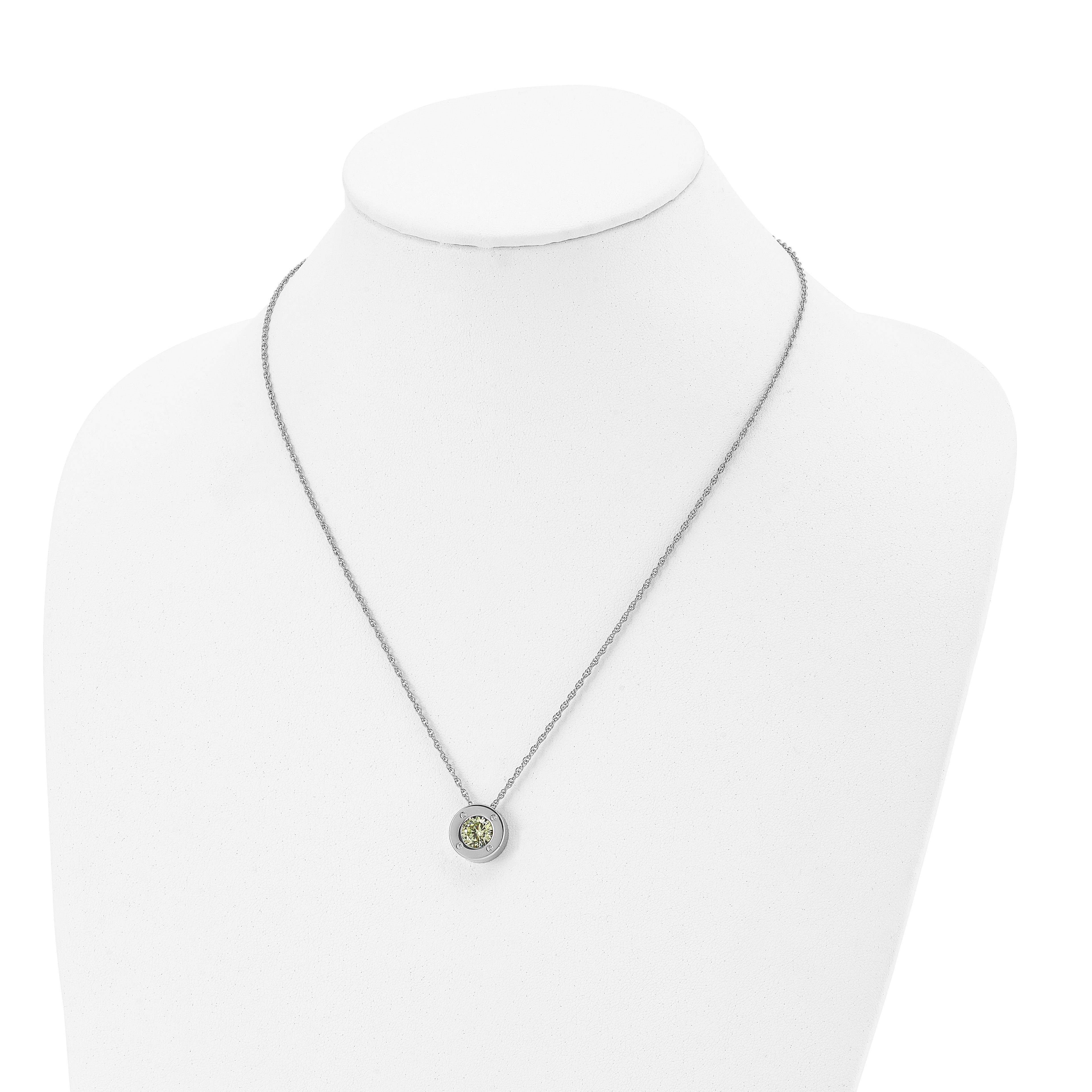 May Birthstone Circle Pendant Necklace in Stainless Steel