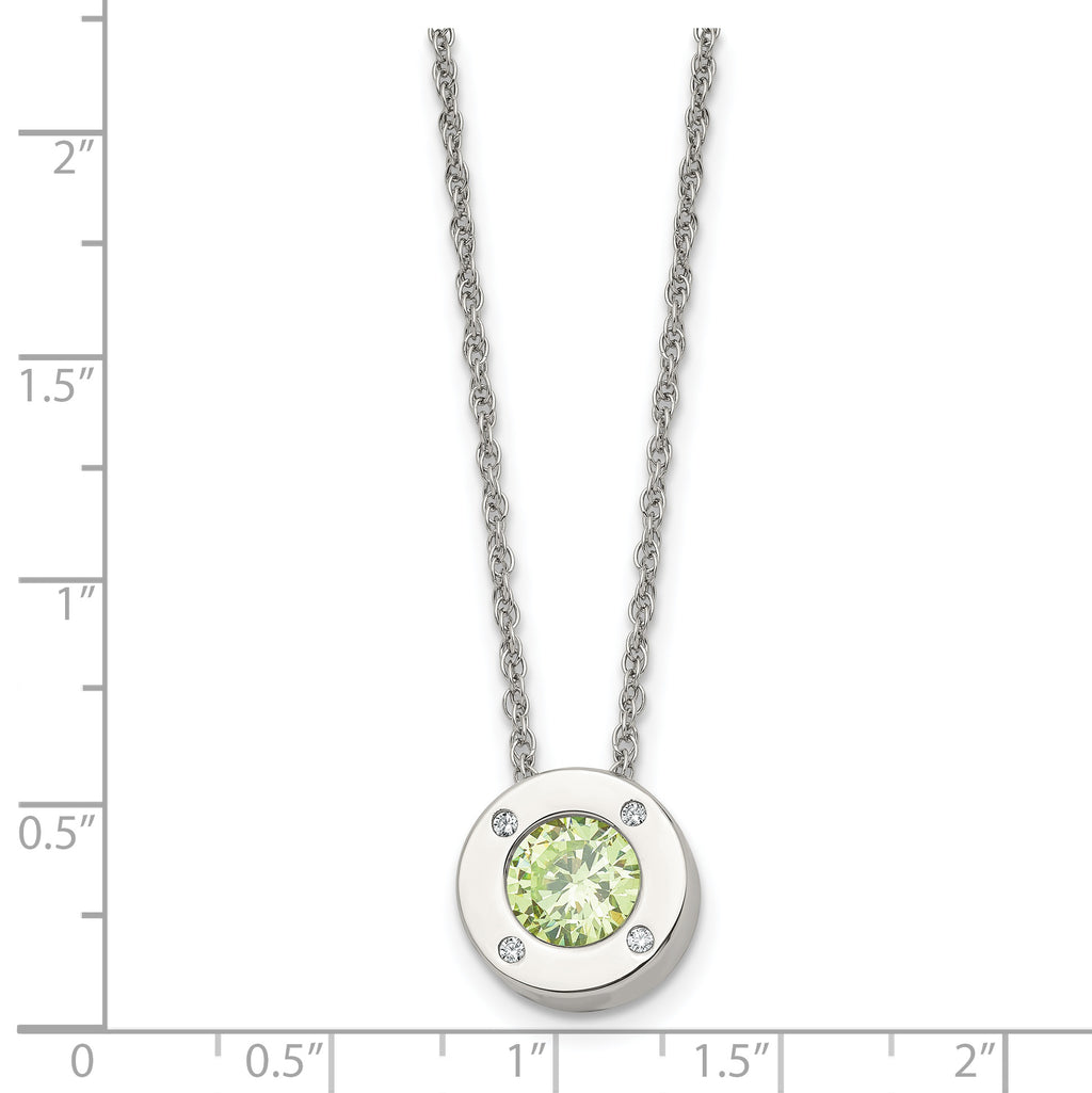 May Birthstone Circle Pendant Necklace in Stainless Steel