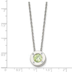 May Birthstone Circle Pendant Necklace in Stainless Steel