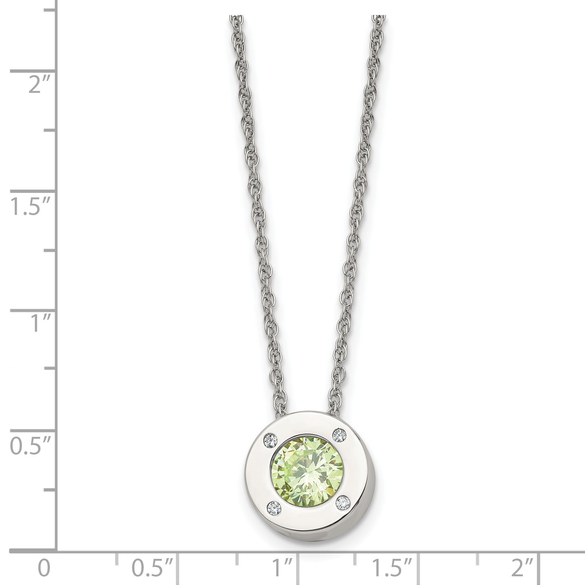 May Birthstone Circle Pendant Necklace in Stainless Steel