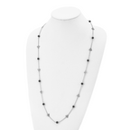 Black Bead Necklace in Stainless Steel, 33-inch