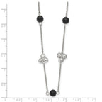 Black Bead Necklace in Stainless Steel, 33-inch