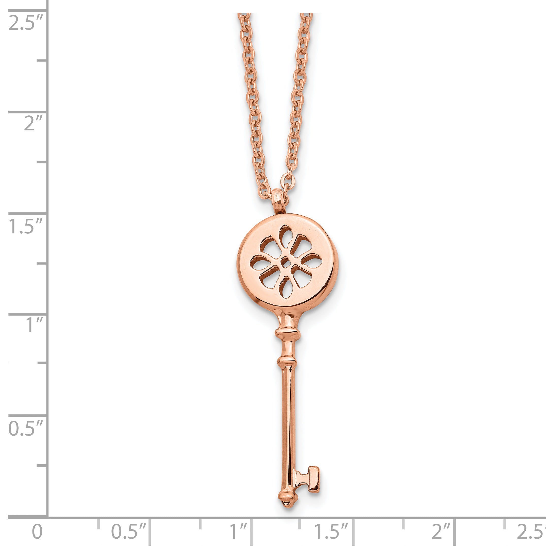 Rose-Tone Key Pendant Necklace in Stainless Steel