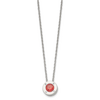 July Birthstone CZ Circle Pendant Necklace in Stainless Steel