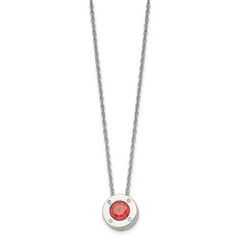 Chisel Stainless Steel Polished CZ July Birthstone Circle Pendant on a 20 inch Multi-Link Chain Necklace