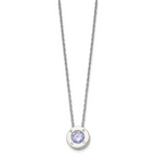 Chisel Stainless Steel Polished CZ June Birthstone Circle Pendant on a 20 inch Multi-Link Chain Necklace