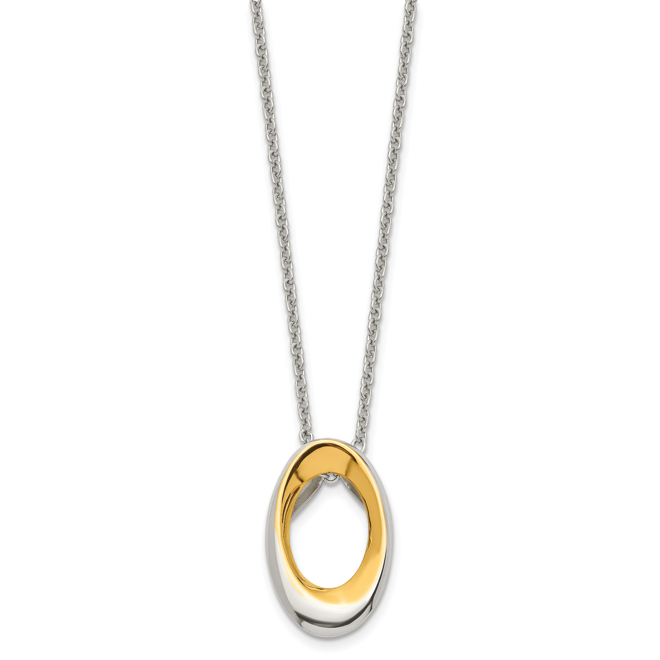 Yellow Gold-Tone Oval Link Necklace in Stainless Steel, 18"