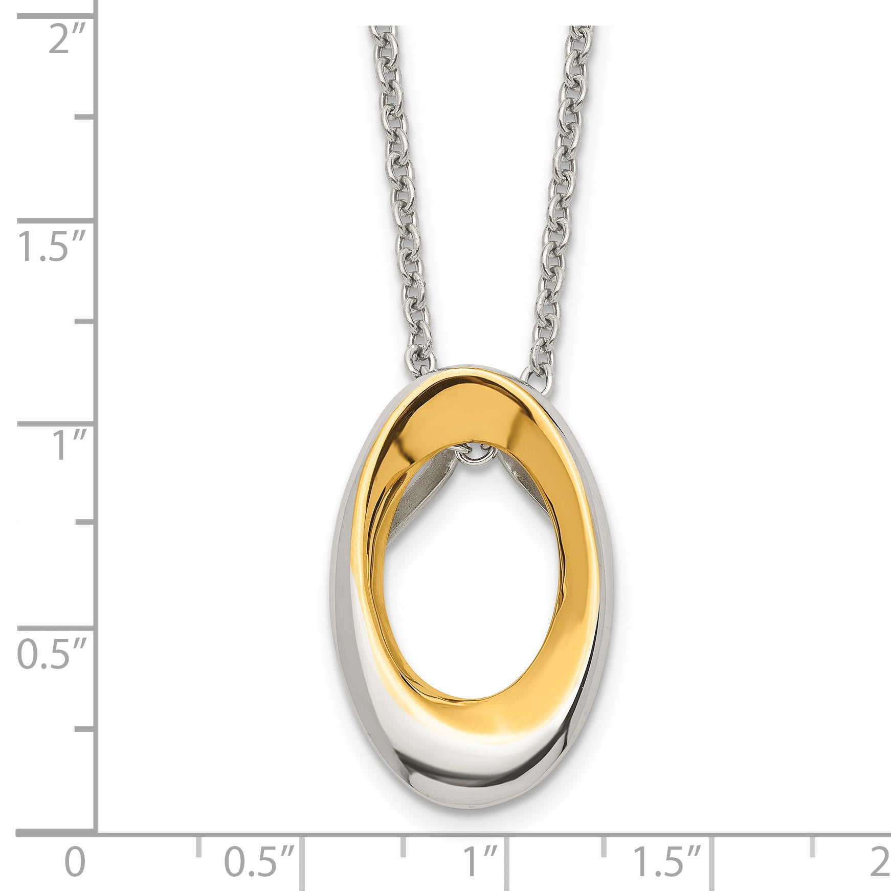 Stainless Steel Polished Yellow IP-plated Oval 18in Necklace