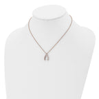 Wishbone CZ Necklace in Rose-Tone Stainless Steel