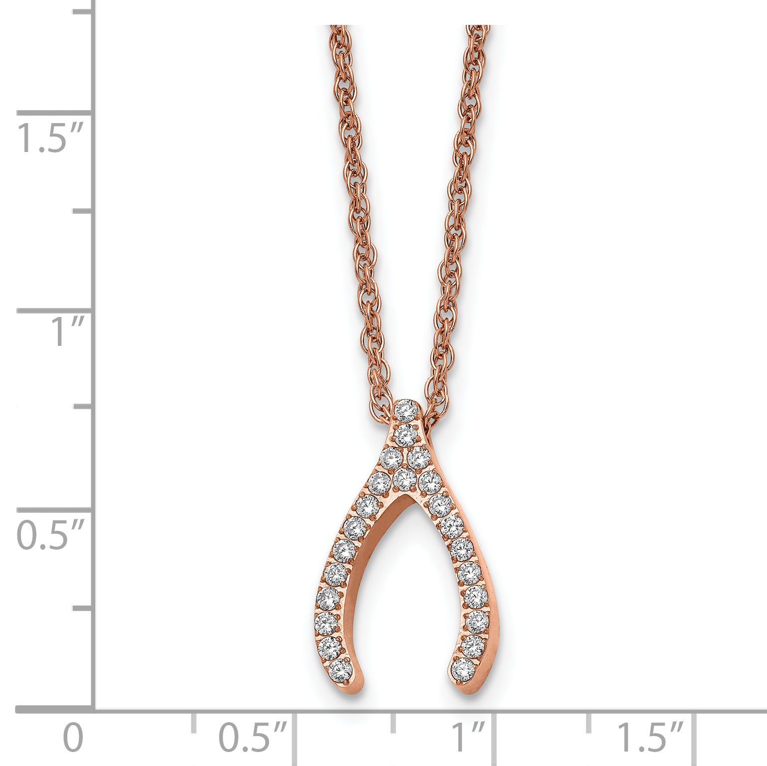 Wishbone CZ Necklace in Rose-Tone Stainless Steel