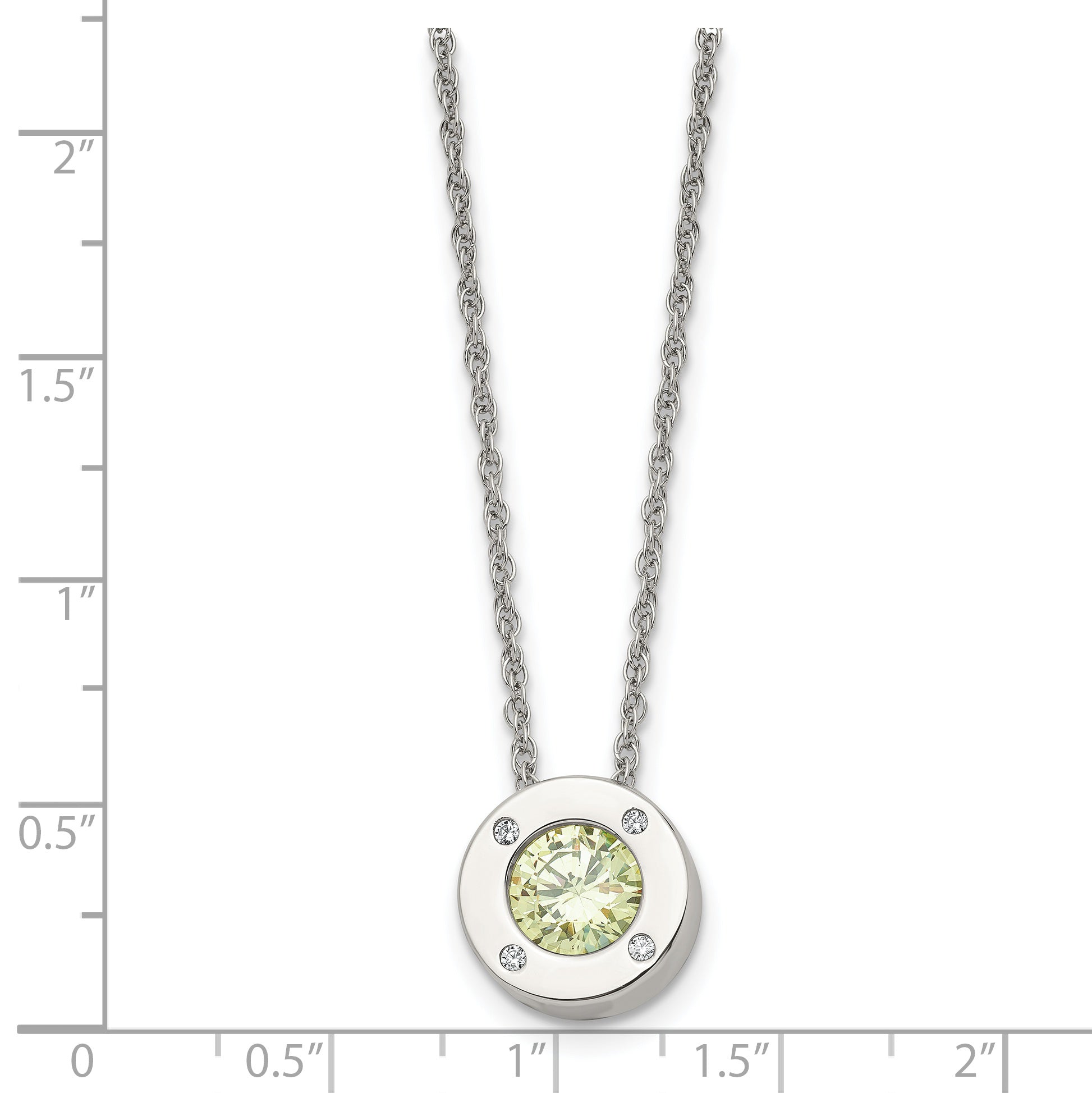Chisel Stainless Steel Polished CZ August Birthstone Circle Pendant on a 20 inch Multi-Link Chain Necklace