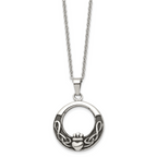 Claddagh Pendant Necklace in Stainless Steel, 18"
