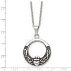 Claddagh Pendant Necklace in Stainless Steel, 18"