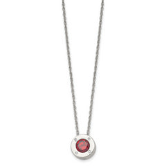 Chisel Stainless Steel Polished CZ January Birthstone Circle Pendant on a 20 inch Multi-Link Chain Necklace