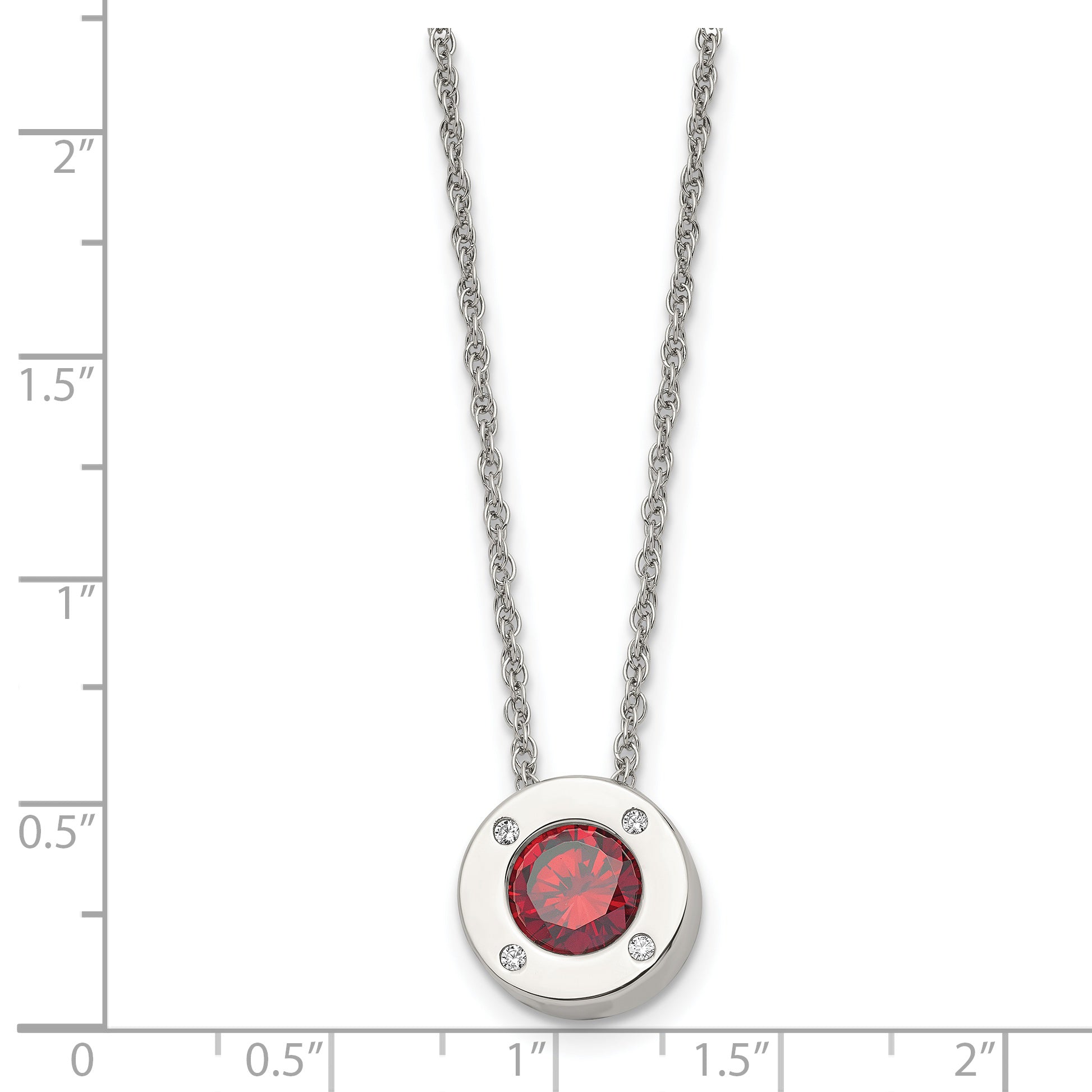 Chisel Stainless Steel Polished CZ January Birthstone Circle Pendant on a 20 inch Multi-Link Chain Necklace