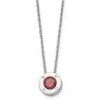 Chisel Stainless Steel Polished CZ January Birthstone Circle Pendant on a 20 inch Multi-Link Chain Necklace