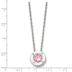 Chisel Stainless Steel Polished CZ October Birthstone Circle Pendant on a 20 inch Multi-Link Chain Necklace