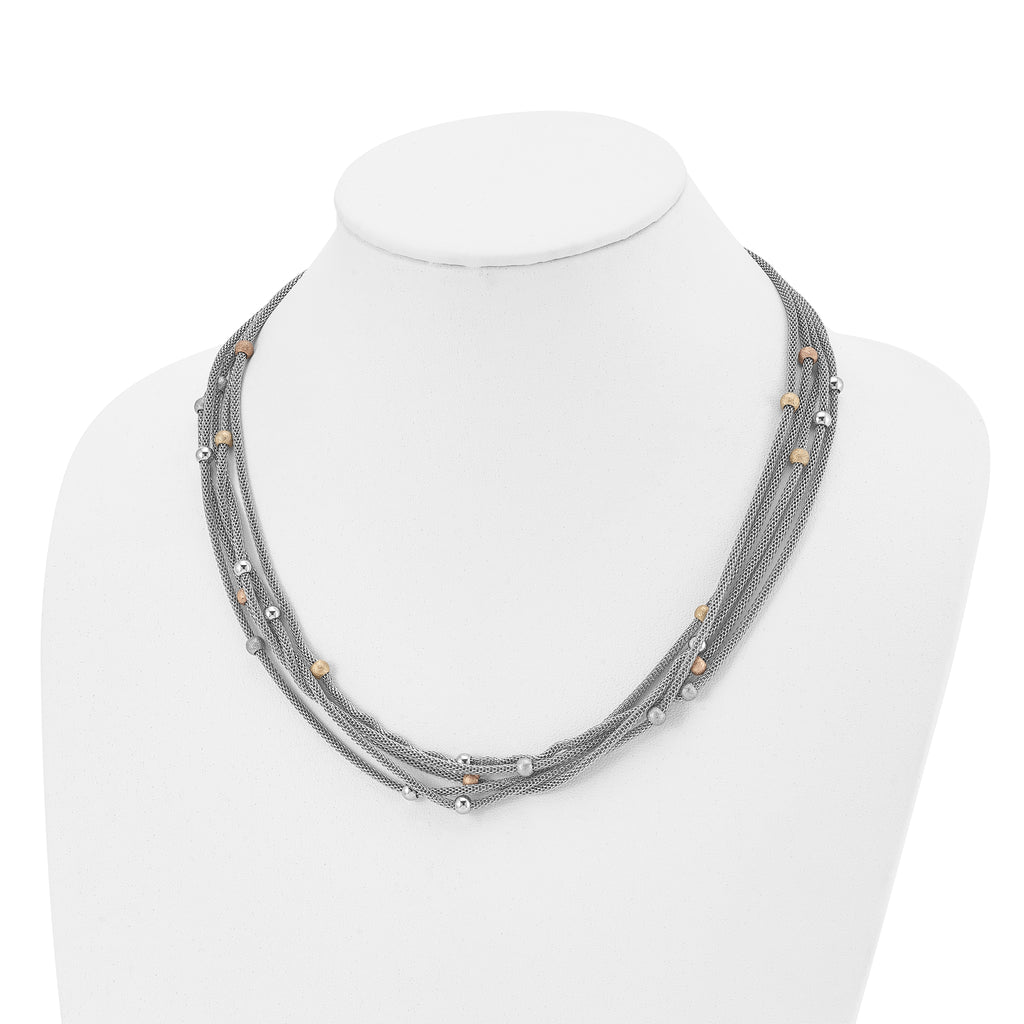 Two-Tone Mesh Necklace in Stainless Steel