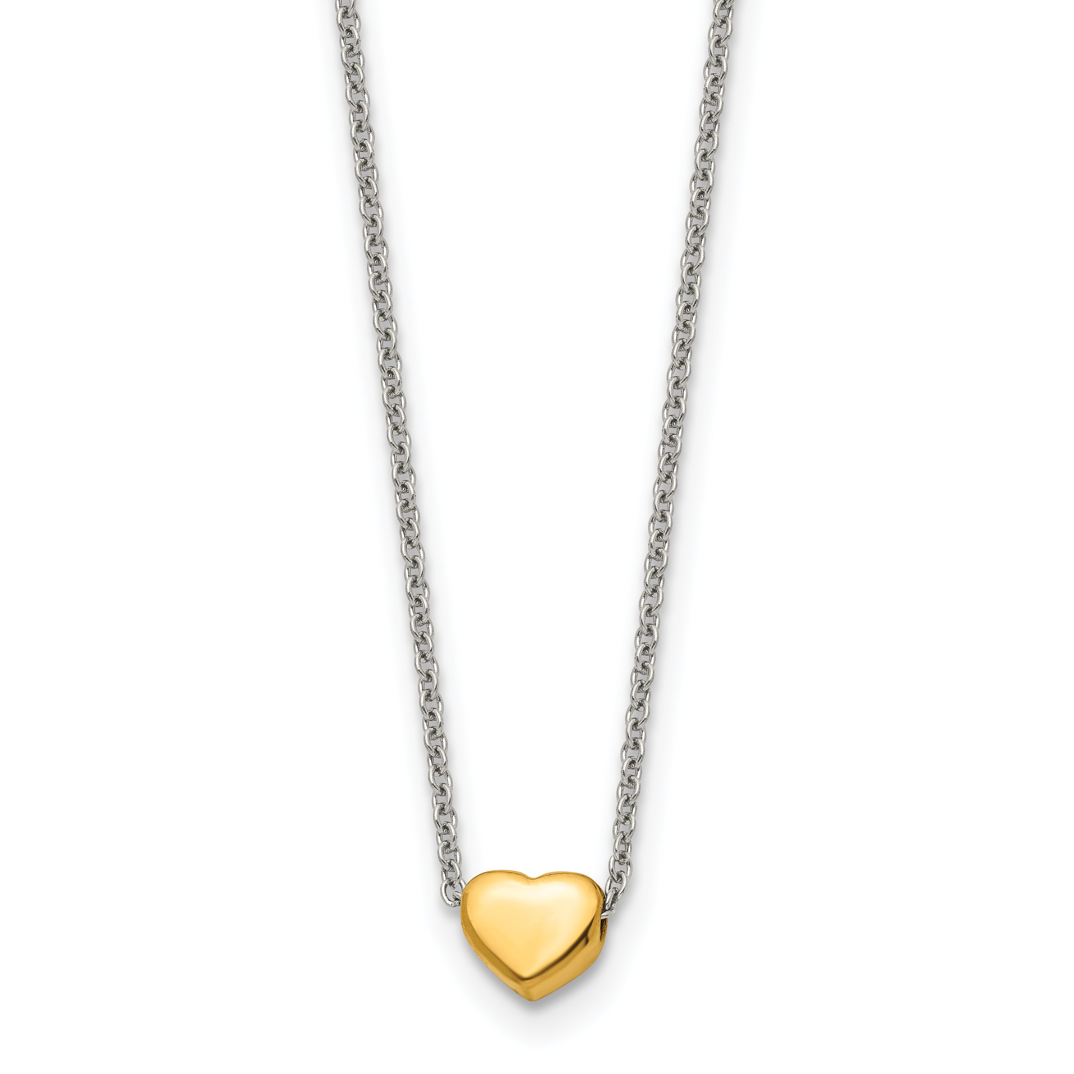 Chisel Stainless Steel Polished Yellow IP-plated Heart on a 16 inch Cable Chain Necklace Main image