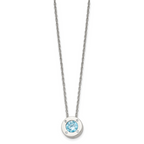 Chisel Stainless Steel Polished CZ December Birthstone Circle Pendant on a 20 inch Multi-Link Chain Necklace