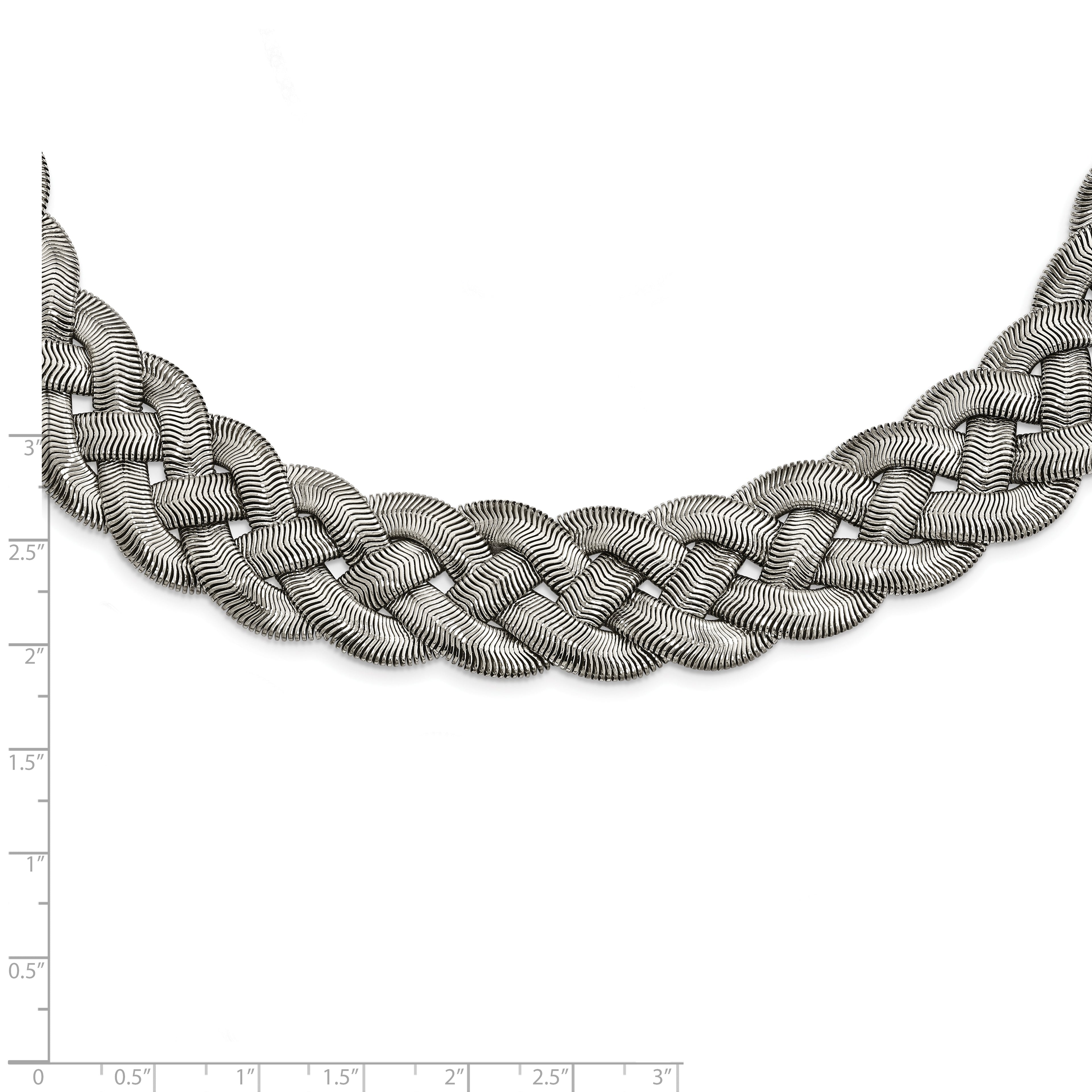 Braided Mesh Necklace in Stainless Steel, 16in