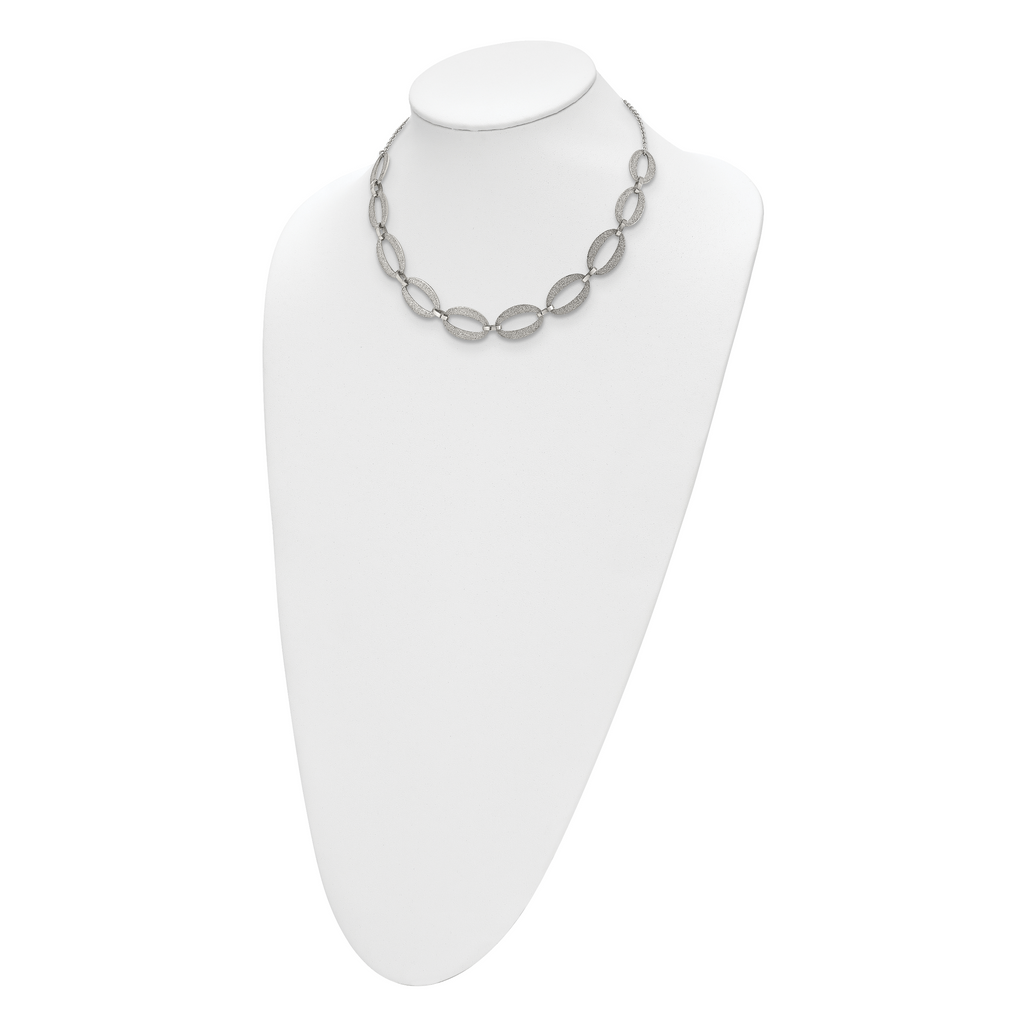 Laser-Cut Polished Necklace in Stainless Steel, 17in