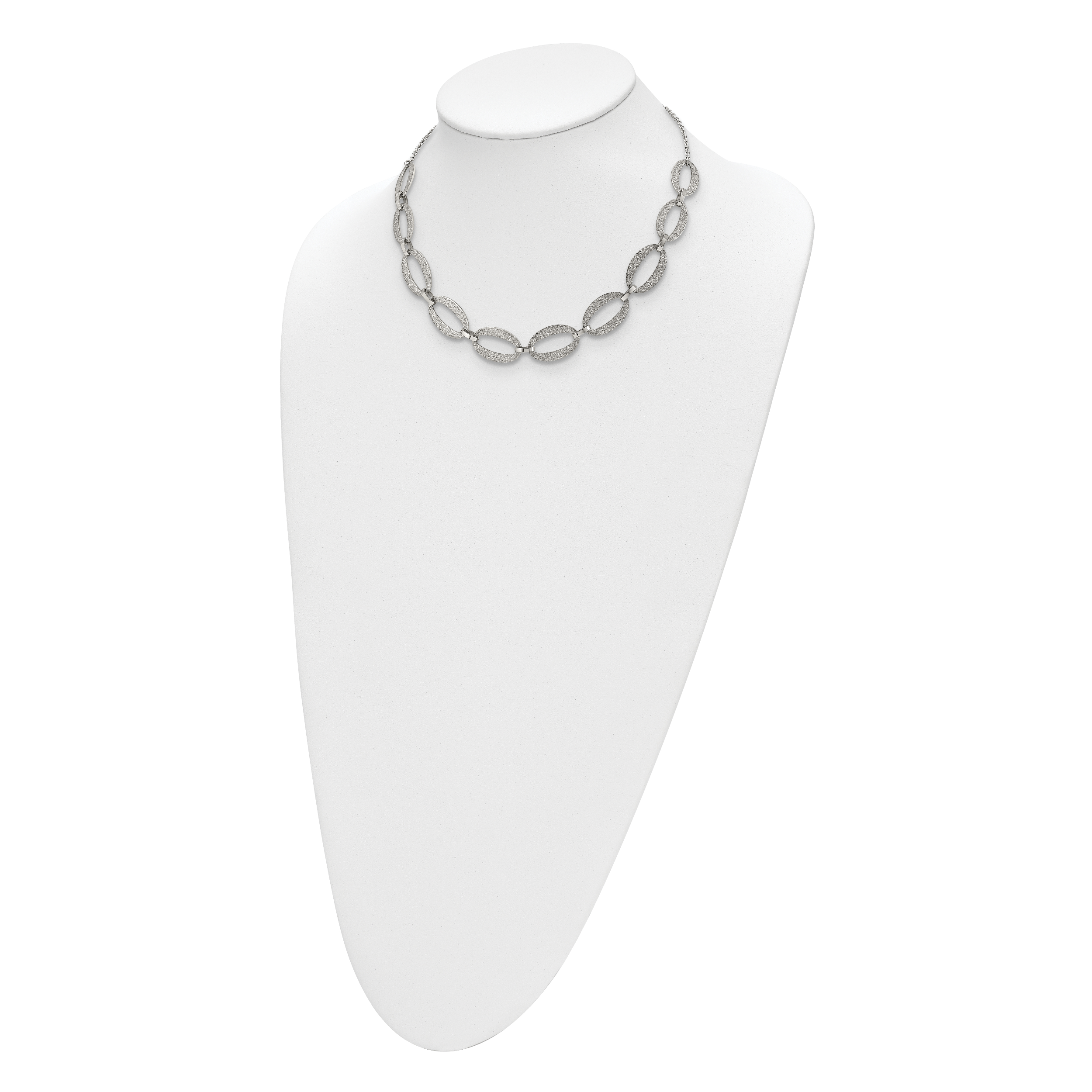 Laser-Cut Polished Necklace in Stainless Steel, 17in