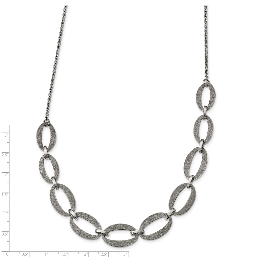 Laser-Cut Polished Necklace in Stainless Steel, 17in