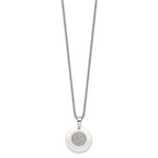 White Ceramic & CZ Circle Necklace in Stainless Steel