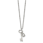 Key & Crown Necklace in Stainless Steel
