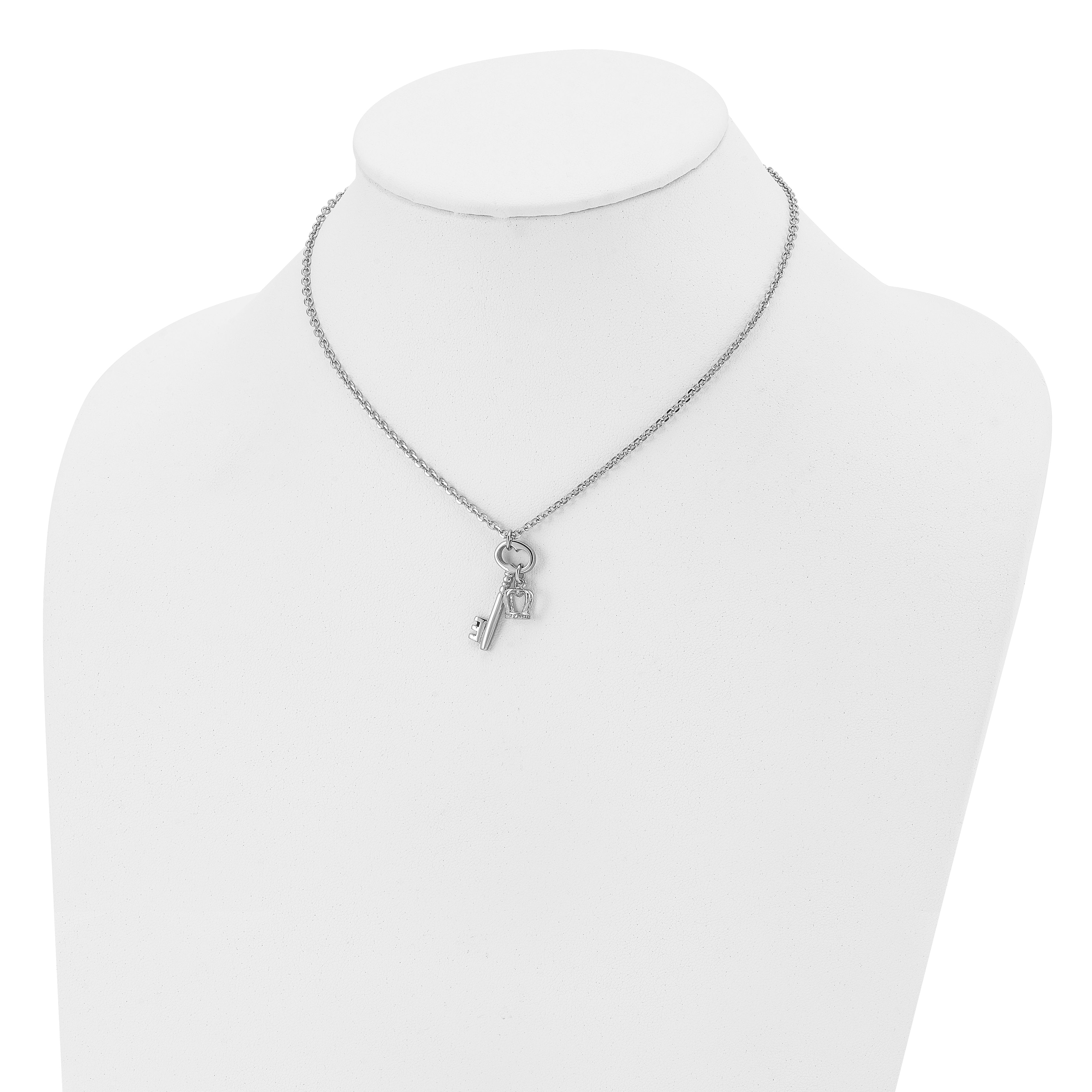Key & Crown Necklace in Stainless Steel