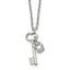 Stainless Steel Polished Key and Crown 15.5in w/2in ext Necklace