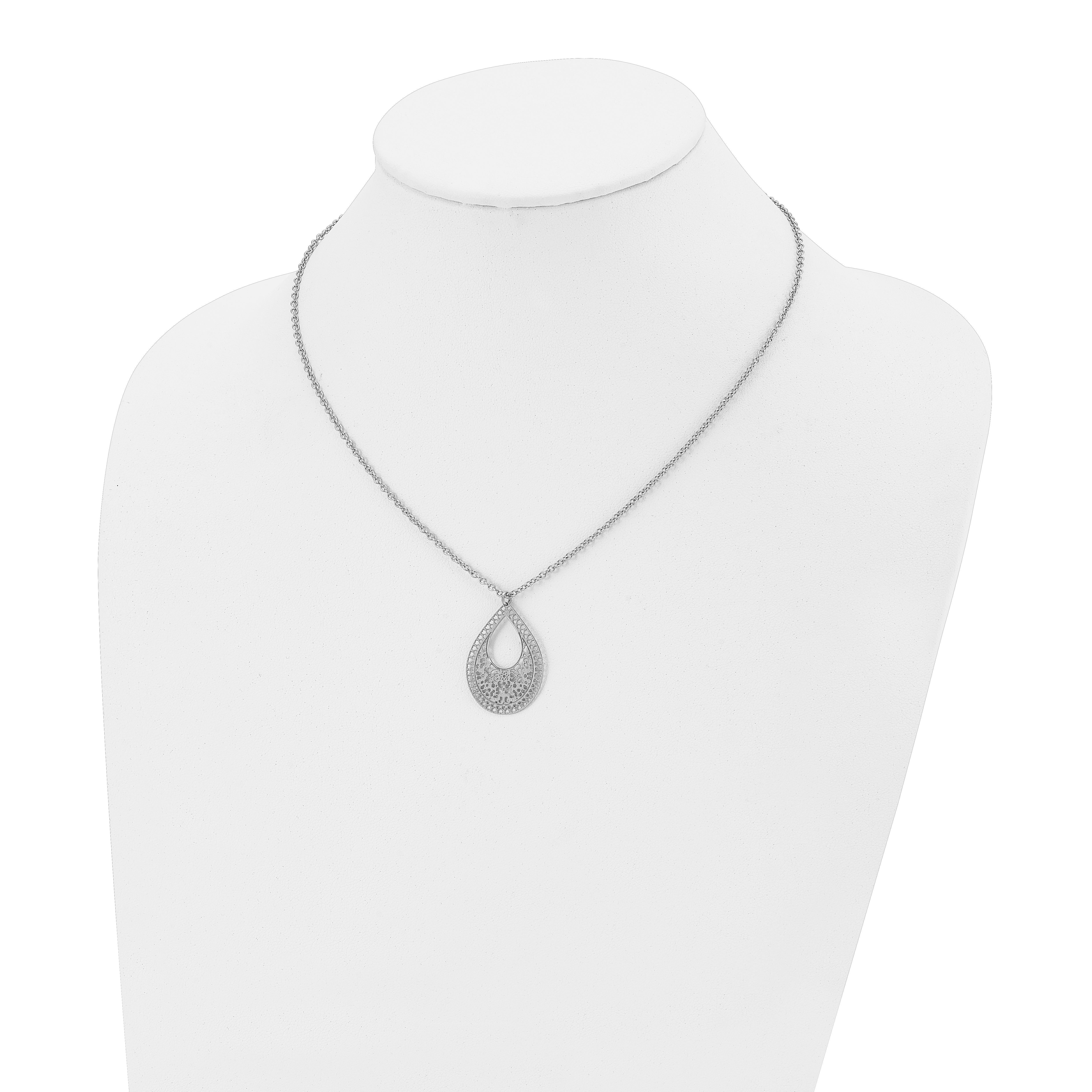 Stainless Steel Polished & Textured Reversible Cut-out Design Necklace