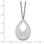 Stainless Steel Polished & Textured Reversible Cut-out Design Necklace