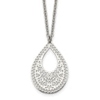 Stainless Steel Polished & Textured Reversible Cut-out Design Necklace
