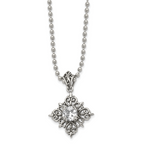 Polished Enamel & Glass Necklace in Stainless Steel, 24in