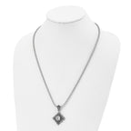 Polished Enamel & Glass Necklace in Stainless Steel, 24in