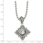 Polished Enamel & Glass Necklace in Stainless Steel, 24in