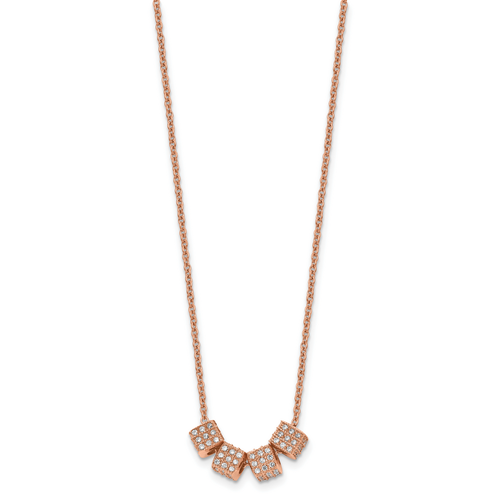 Rose-Tone CZ Necklace in Stainless Steel