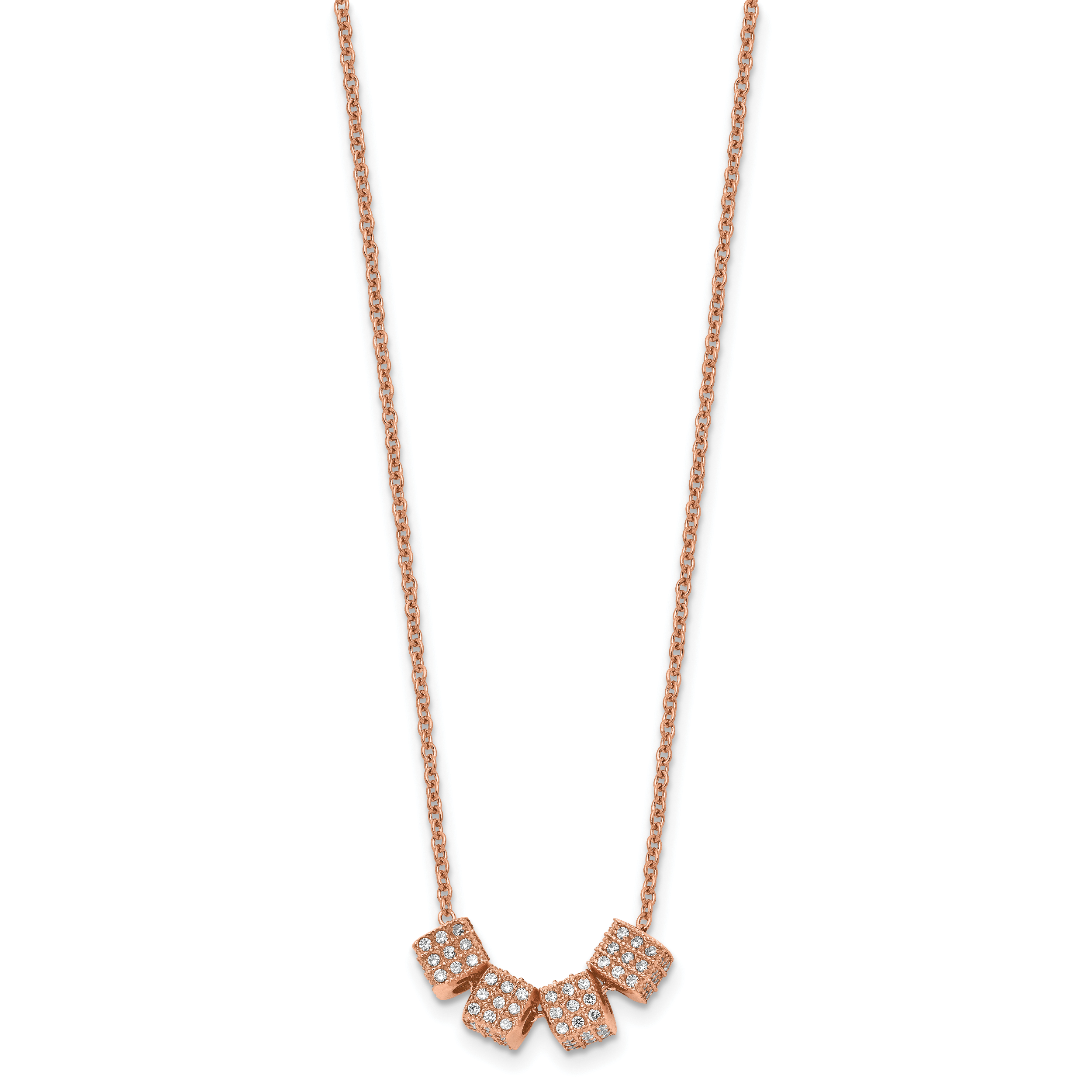 Rose-Tone CZ Necklace in Stainless Steel