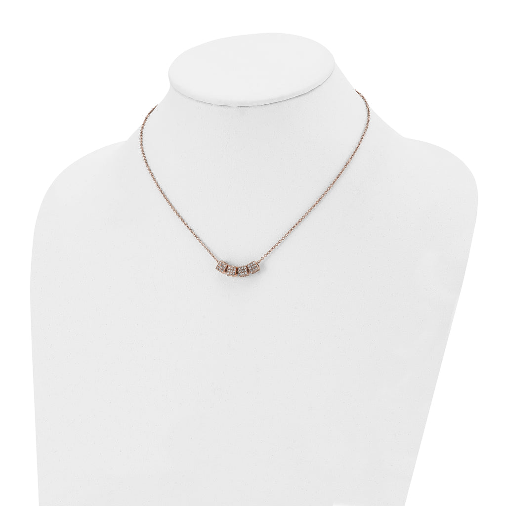 Rose-Tone CZ Necklace in Stainless Steel