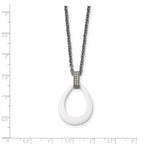 Ceramic Teardrop & CZ Necklace in Stainless Steel, 22in