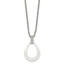 Stainless Steel Polished White Ceramic Teardrop w/CZ 22in Necklace