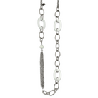White Cat's Eye Slip-On Necklace in Stainless Steel