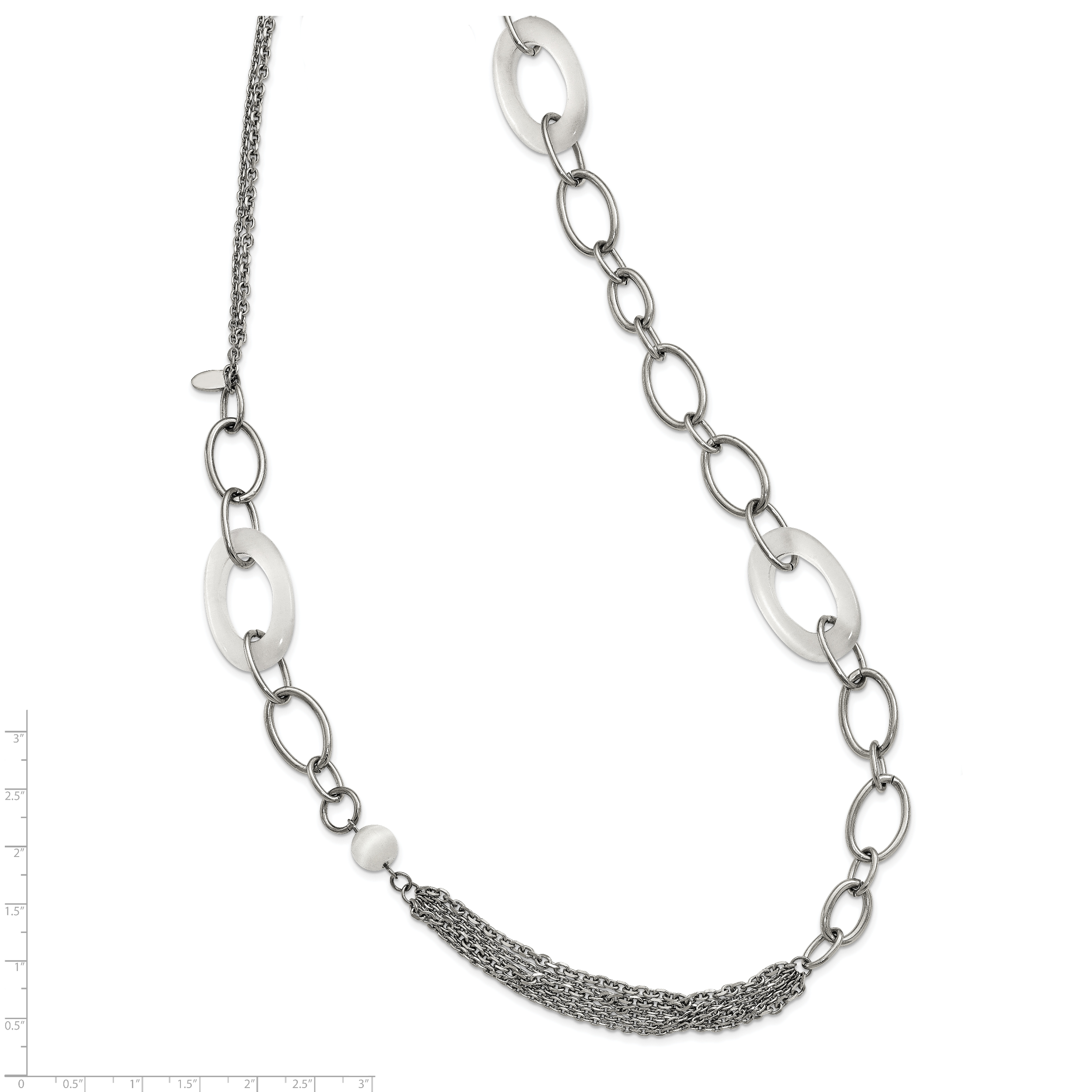 White Cat's Eye Slip-On Necklace in Stainless Steel